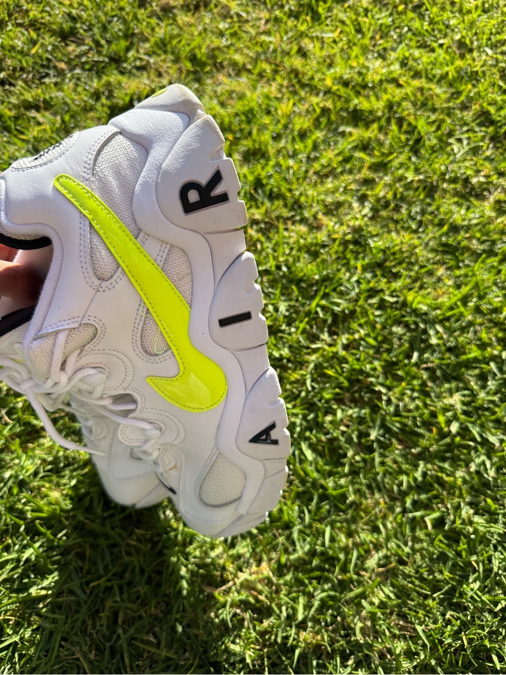 Nike White Sneakers with Neon Green Insole and Black Trim - Picture 5 of 15